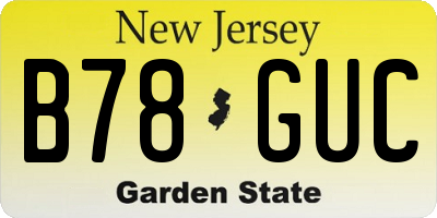 NJ license plate B78GUC