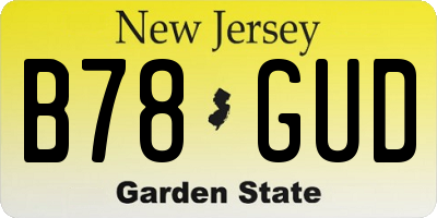 NJ license plate B78GUD
