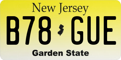 NJ license plate B78GUE