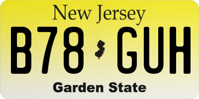 NJ license plate B78GUH