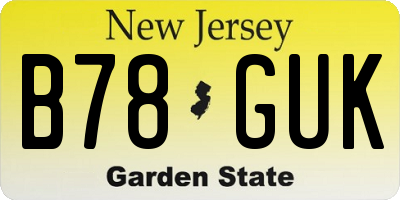 NJ license plate B78GUK
