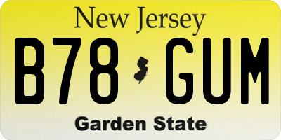 NJ license plate B78GUM