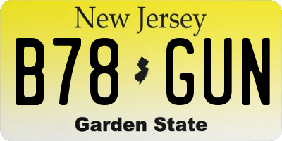 NJ license plate B78GUN