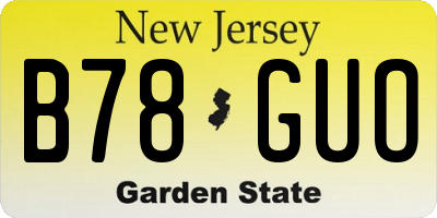 NJ license plate B78GUO