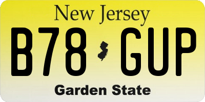 NJ license plate B78GUP