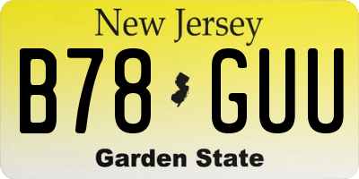 NJ license plate B78GUU