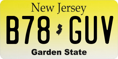 NJ license plate B78GUV