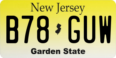 NJ license plate B78GUW