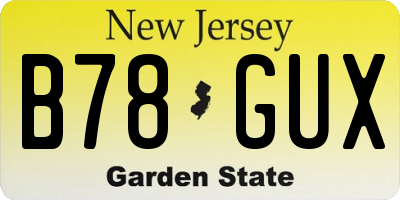 NJ license plate B78GUX