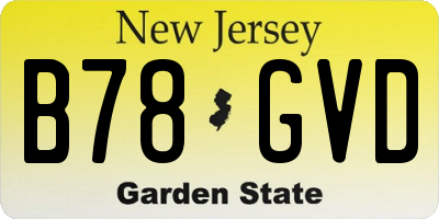 NJ license plate B78GVD