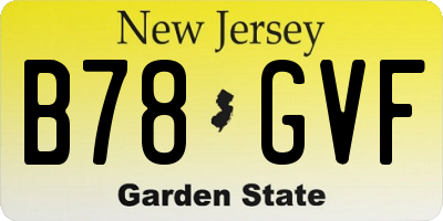 NJ license plate B78GVF