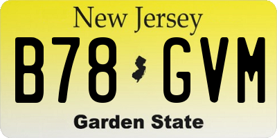NJ license plate B78GVM