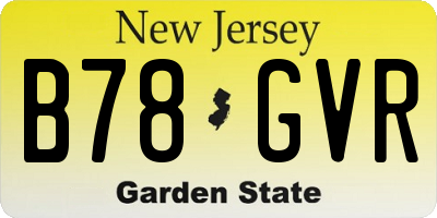 NJ license plate B78GVR
