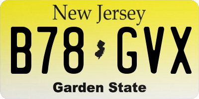NJ license plate B78GVX