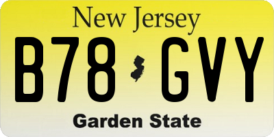 NJ license plate B78GVY