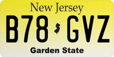 NJ license plate B78GVZ