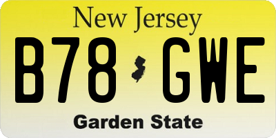 NJ license plate B78GWE