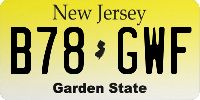 NJ license plate B78GWF
