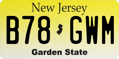 NJ license plate B78GWM