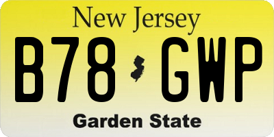 NJ license plate B78GWP