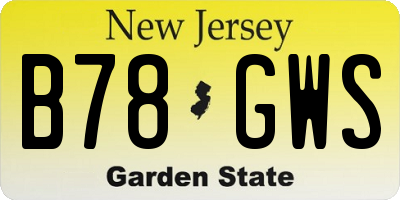 NJ license plate B78GWS