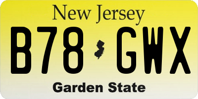 NJ license plate B78GWX