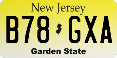 NJ license plate B78GXA