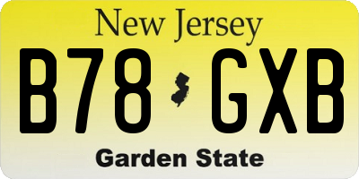 NJ license plate B78GXB
