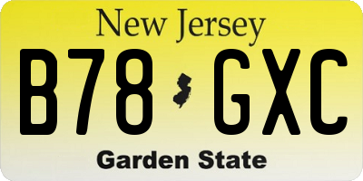 NJ license plate B78GXC