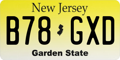 NJ license plate B78GXD