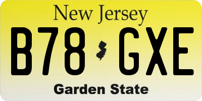 NJ license plate B78GXE