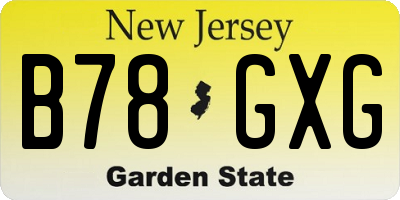NJ license plate B78GXG