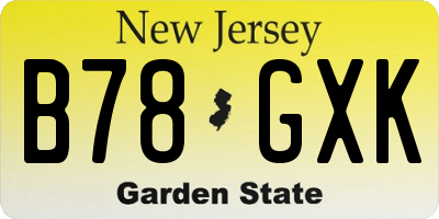 NJ license plate B78GXK