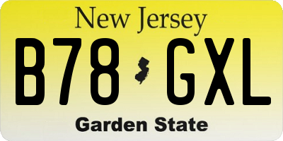 NJ license plate B78GXL