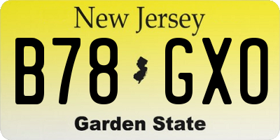NJ license plate B78GXO