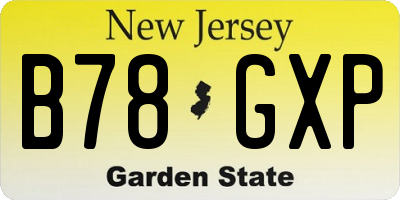 NJ license plate B78GXP