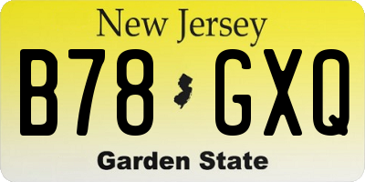 NJ license plate B78GXQ
