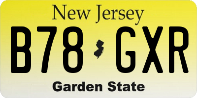 NJ license plate B78GXR