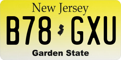 NJ license plate B78GXU