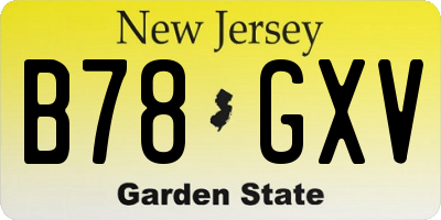 NJ license plate B78GXV