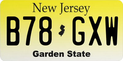 NJ license plate B78GXW