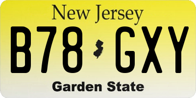 NJ license plate B78GXY