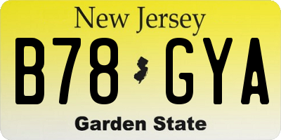 NJ license plate B78GYA