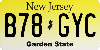 NJ license plate B78GYC