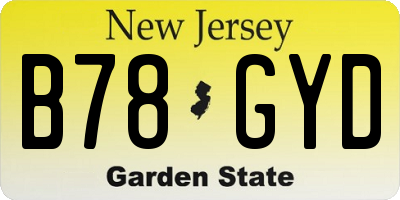 NJ license plate B78GYD