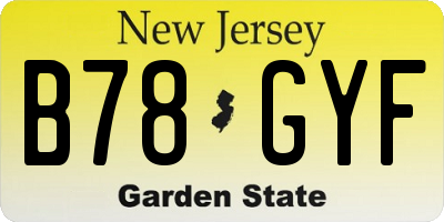 NJ license plate B78GYF
