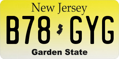 NJ license plate B78GYG