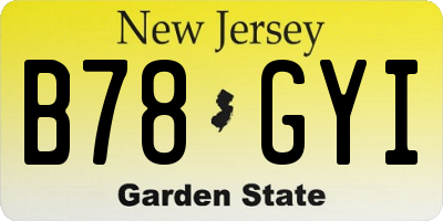 NJ license plate B78GYI