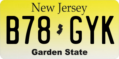 NJ license plate B78GYK