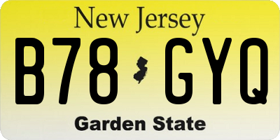 NJ license plate B78GYQ